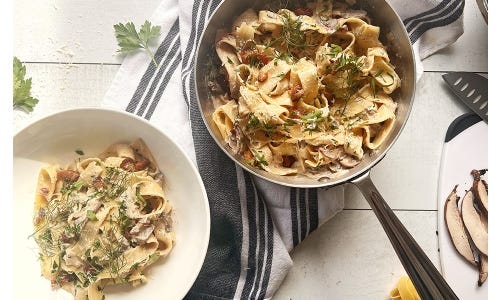 Creamy Goat Cheese Pappardelle