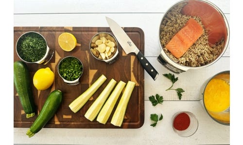 Einat Admony's Quinoa-Crusted Salmon with Chermoula Sauce and Charred Zucchini