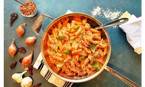 Spicy Vodka Pasta with Chicken and Basil