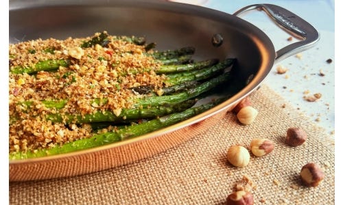 Roasted Asparagus with Anchovy Breadcrumb Topping