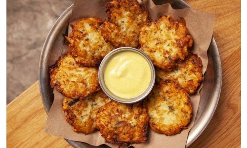 Einat Admony's Jerusalem Artichoke Latkes with Preserved Lemon Yogurt