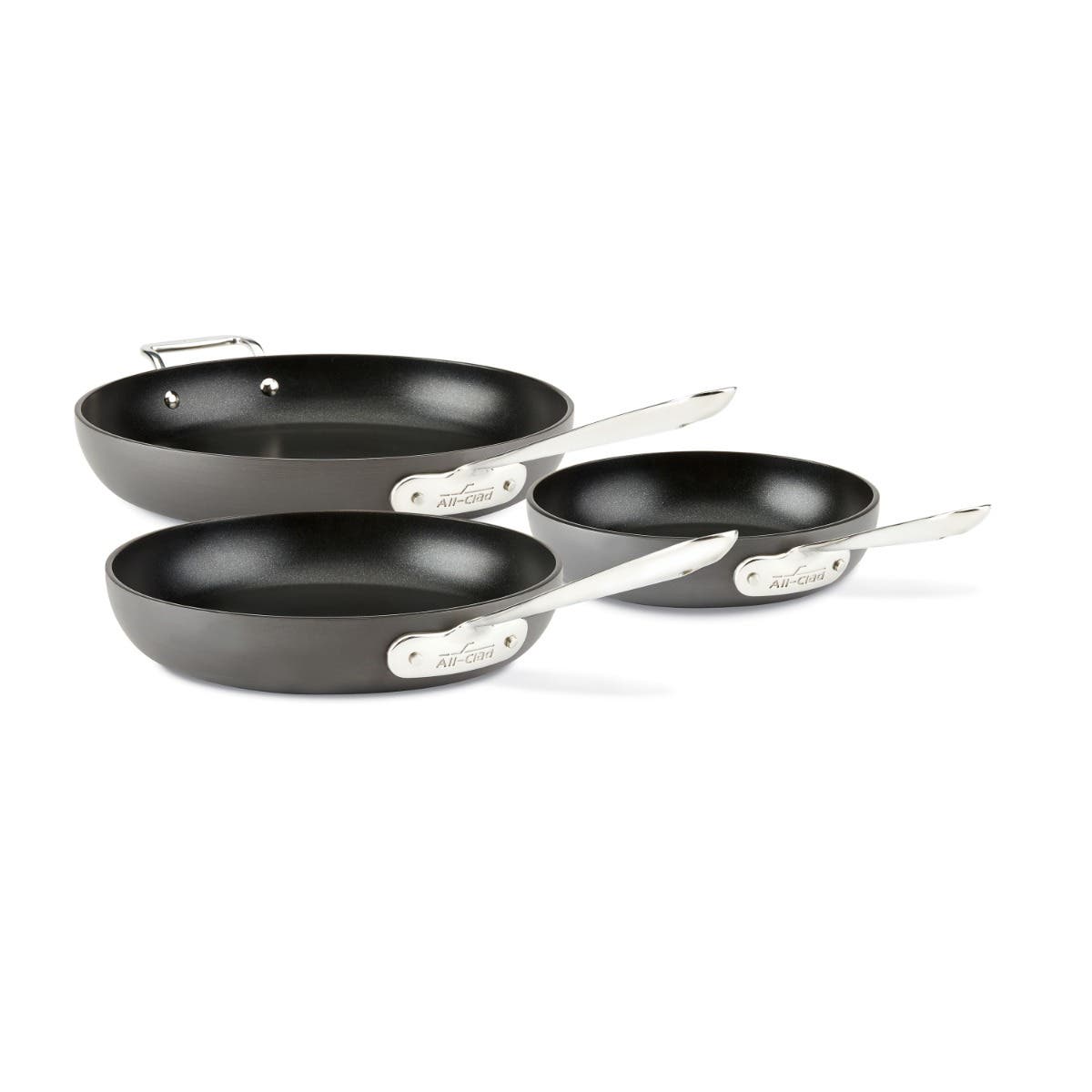 HA1 Hard Anodized Nonstick Cookware 3 Piece Fry Pan Set 8 10 12 inch