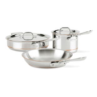 Copper core 5-ply bonded stainless steel 5 piece pots and pans cookware set
