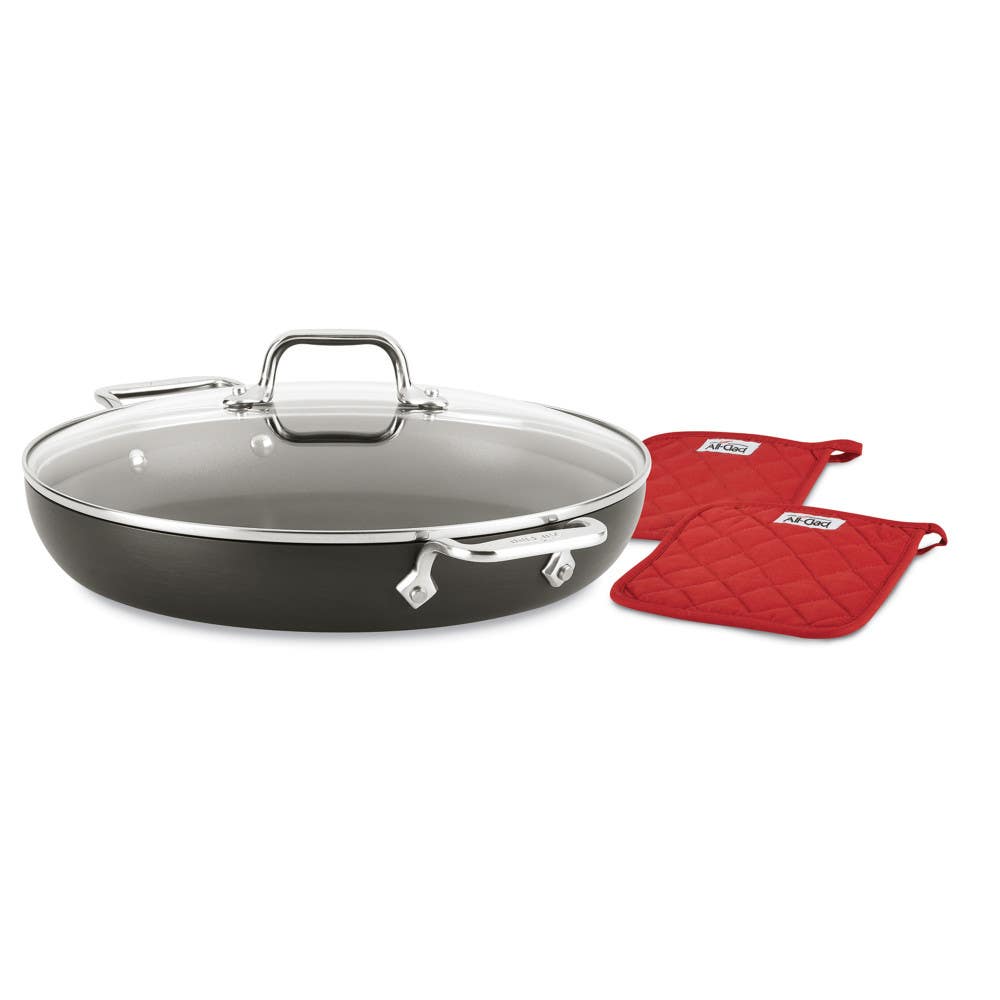 12 Inch Pan Cookware, All-Clad HA1 Hard Anodized Nonstick Frying Pan with Lid 