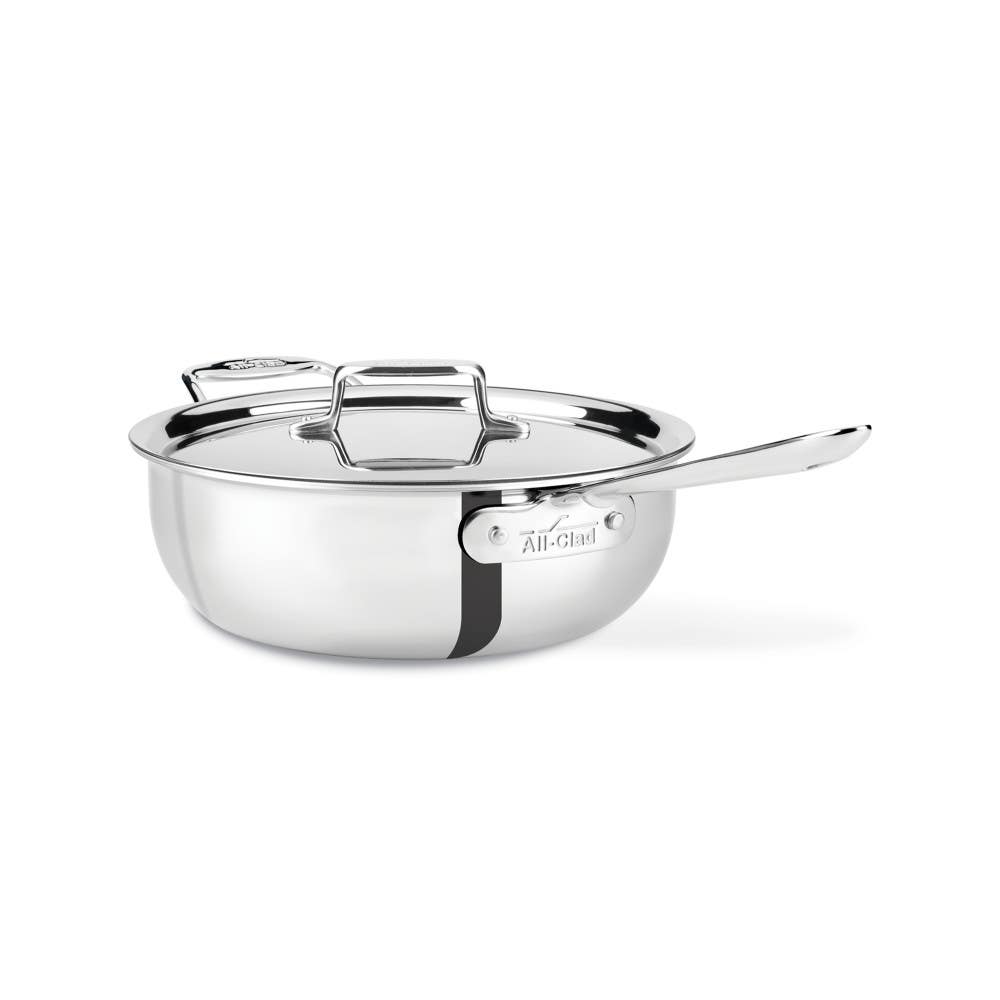 All Clad Brushed D5 4 Quart Sauce Pan with Lid - Stainless