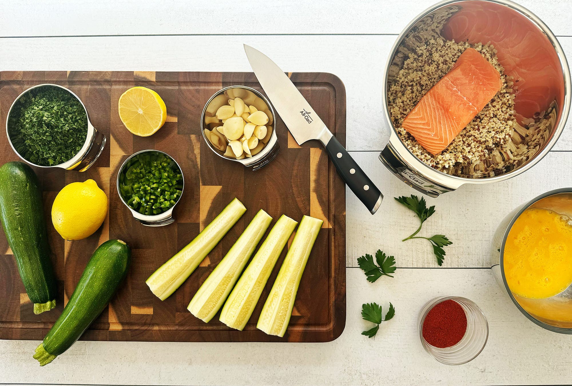 Einat Admony's Quinoa-Crusted Salmon with Chermoula Sauce and Charred Zucchini