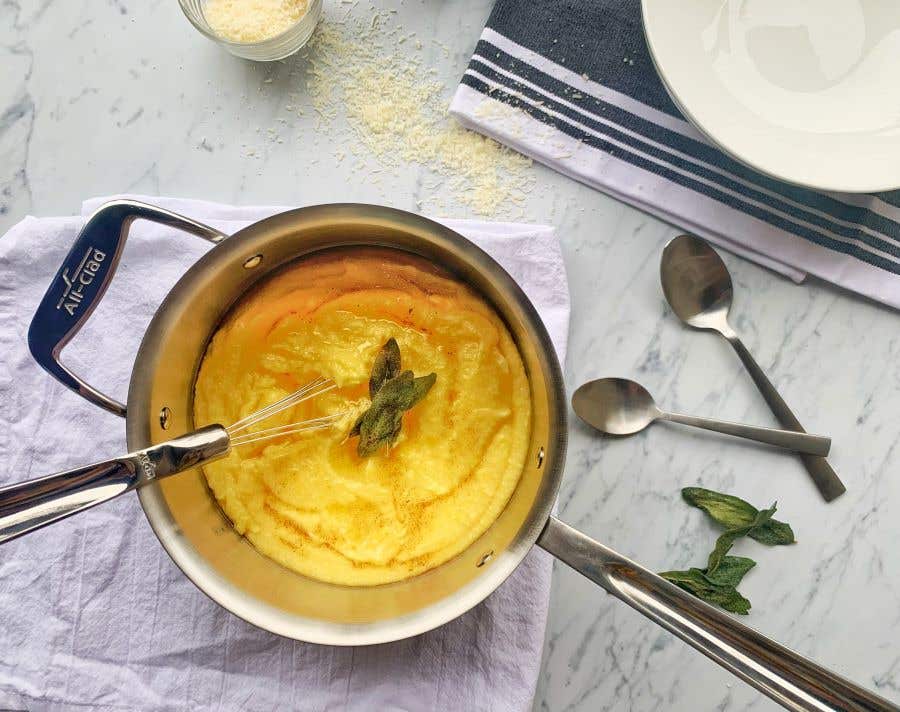 polenta recipe with sage brown butter made in allclad