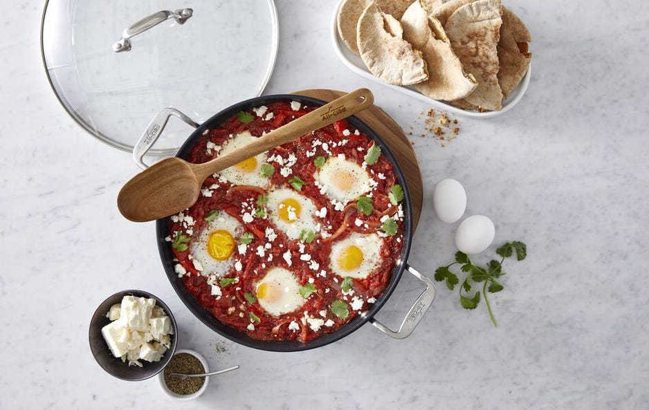 shakshuka recipe made in cookware by allclad HA1 Nonstick Cookware for Gathering Together at our place