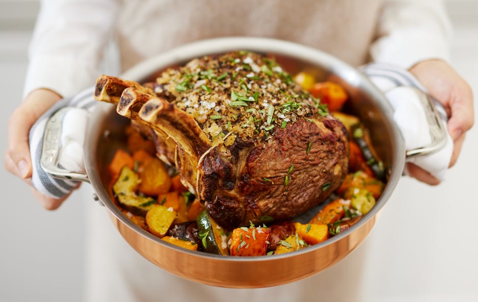 crown rack holiday meal recipe made in cookware by allclad at our place copper cookware rib roast recipe